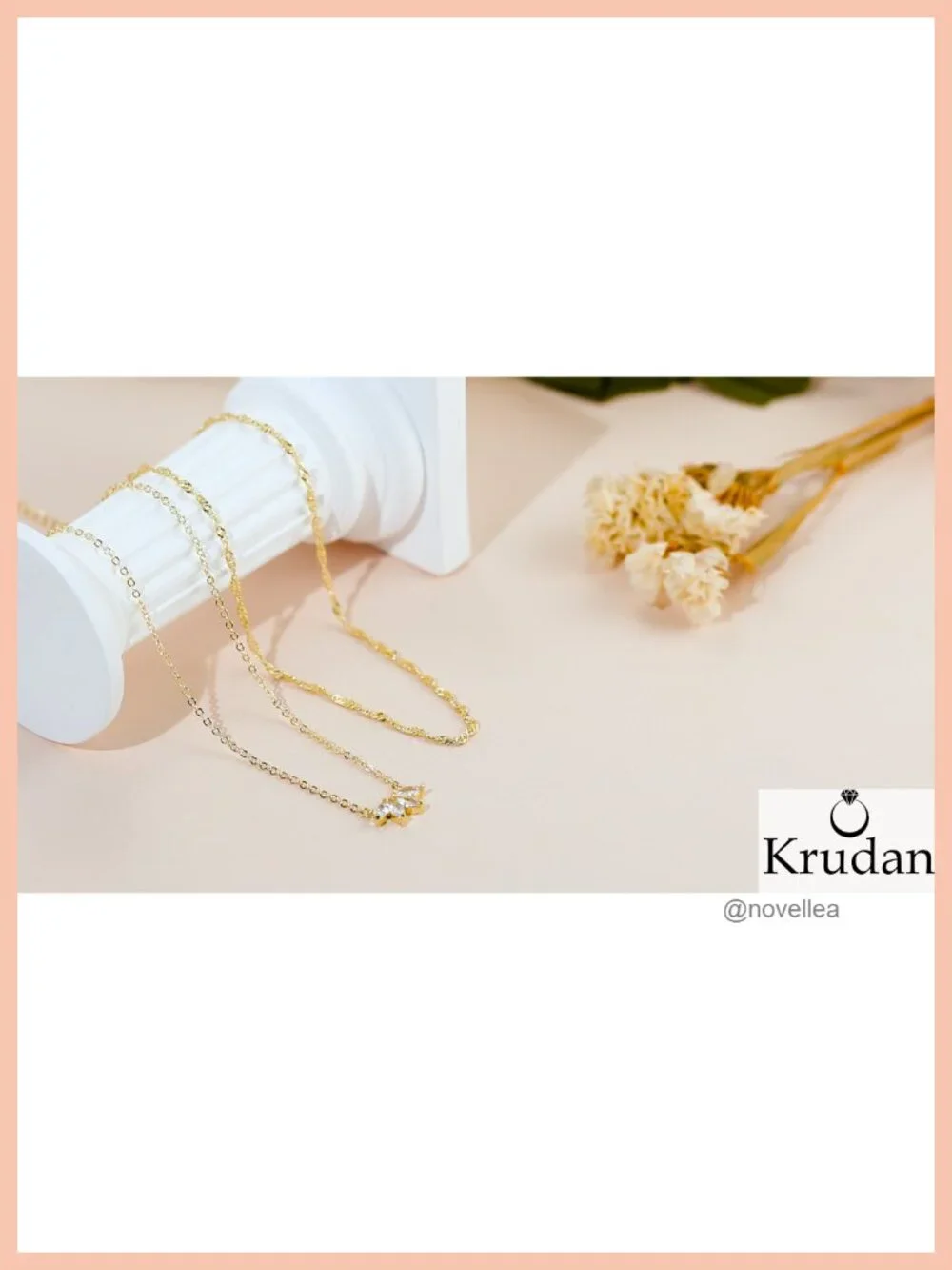Layered Necklace Set 14k Gold Plated CZ Pendant Dainty Flower Jewelry Gift